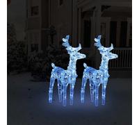 Gecheer Décorations de Noël Lumineuses 2 Rennes en Acrylique avec 40 LED Bleues chacun, 8 Modes d'éclairage, résistantes aux intempéries, Alimentation USB avec rallonge 5 m, pour Jardin