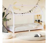 Gecheer Drap 60x120 lit Bebe,Drap Housse Bebe 60x120 Cadre de lit d'enfant Blanc Bois de pin Massif 80x160 cm