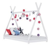 Gecheer Drap 60x120 lit Bebe,Drap Housse Bebe 60x120 Cadre de lit d'enfant Blanc Bois de pin Massif 90 x 200 cm