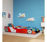 Gecheer Drap 60x120 lit Bebe,Drap Housse Bebe 60x120 Lit Voiture de Course pour Enfants 90 x 200 cm Rouge