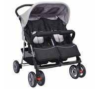 Gecheer drap 60x120 lit bebe,drap housse bebe 60x120 Poussette à deux places Acier Gris et noir