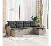 Gecheer Ensemble de canapé de jardin 6 pièces avec coussins gris clair rotin polyester