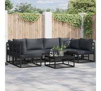 Gecheer Ensemble de canapé de jardin 6 pièces noir 283 x 141,5 x 71 cm
