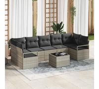 Gecheer Ensemble de canapé de jardin 8 pièces avec coussins gris clair poly rotin