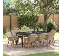 Gecheer Ensemble de Salle à Manger 9 pcs Gris Clair et Noir