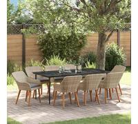 Gecheer Ensemble de Salle à Manger 9 pcs Gris Clair et Noir Large