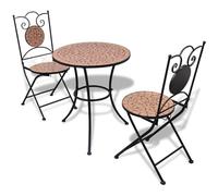 Gecheer Ensemble de table et chaises de jardin 3 pièces avec mosaïque terre cuite