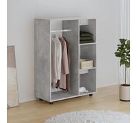 Gecheer Garde-Robe Gris béton 80x40x110 cm Bois d’ingénierie, Armoire de Rangement avec Compartiment Ouvert et Étagères latérales, Armoire Penderie pour Chambre à Coucher, Salon