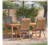 Gecheer Housses pour mobilier de Jardin,Housse Salon de Jardin Chaises de Jardin inclinables avec Coussins 4 pcs en Bois de Teck Massif
