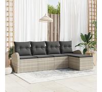 Gecheer Housses pour mobilier de Jardin，Housse Salon de Jardin Ensemble de 5 pièces de canapé de Jardin avec Coussins Gris Clair en Poly rotin