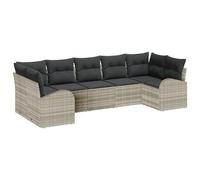 Gecheer Housses pour mobilier de Jardin，Housse Salon de Jardin Ensemble de Sofa de Jardin 7 pièces avec Coussins Gris Clair en Poly rotin