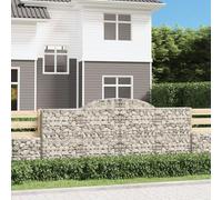 Gecheer Jardinière extérieure, gabion en pierre, jardinière de gabions, gabions en pierre, panier muraux, 3 unités 300 x 50 x 120/140 cm, gabion décoratif, forme d'arc en fer