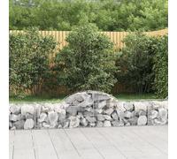 Gecheer Jardinière extérieure, gabion en pierre, jardinière de gabions, gabions en pierres panier murs 4 unités 200 x 50 x 40/60 cm, gabions décoratifs, forme d'arc fer
