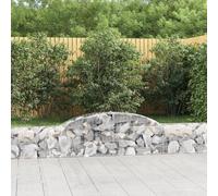 Gecheer Jardinière extérieure, gabion en pierre, jardinière de gabions, gabions en pierres panier murs 4 unités 300 x 30 x 40/60 cm, gabions décoratifs, forme d'arc fer