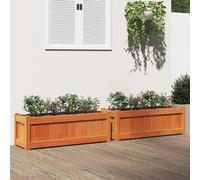 Gecheer Jardinières 2 pièce Cire Marron Bois de pin Massif, Bac de Plantation pour Cultiver Fleurs Herbes Plantes, Lit Surélevé de Jardin Potager pour Terrasse, Balcon et Extérieur Type 1