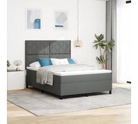 Gecheer Lit avec sommier et matelas à LED gris foncé, 140 x 190 cm, en tissu.