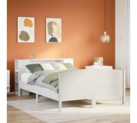 Gecheer Lit bibliothèque sans Matelas Blanc 140x200 cm Bois pin Massif, Cadre de Lit à Plateforme avec Lattes Convient pour Matelas de 140 x 200 cm pour Chambre Adultes Type P-G