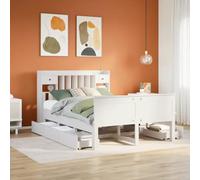 Gecheer Lit Bibliothèque sans Matelas Blanc 150x200 cm Bois pin Massif, Cadre de Lit à Plateforme avec Lattes Convient pour Matelas de 150 x 200 cm pour Chambre Adultes Type B-G