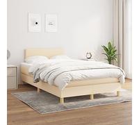 Gecheer Lit Box Spring avec matelas en tissu couleur crème 120 x 200 cm, design plat, design plat, lit compact meuble chambre intérieur CJ1-2