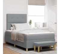 Gecheer Lit Box Spring avec matelas et banc gris clair 120 x 200 cm, tissu, lit compact meuble chambre intérieur