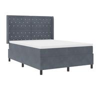 Gecheer Lit Box Spring avec Matelas & LED Gris Foncé 140x200 cm Velours