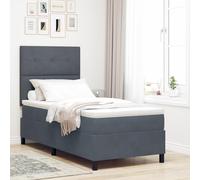 Gecheer Lit Box Spring avec Matelas & LED Gris Foncé 80x200 cm Velours