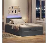 Gecheer Lit ottoman avec matelas et LED en tissu gris foncé 120 x 200 cm, design plat, sommier lit simple, sommier lit double, structure meuble chambre
