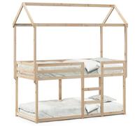 Gecheer Lit superposé sans matelas en bois massif de pin 90 x 200 cm, meuble lit simple, double chambre, escalier, garde-corps, protection des jeunes, enfants et enfants, CJ1-6