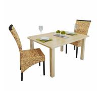 Gecheer Lot de 2 chaises de salle à manger en bois massif de manguier et abaca, pour salon, chambre, salle à manger, type 2
