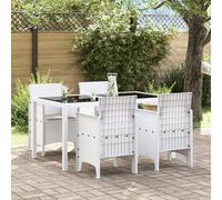 Gecheer Lot de 4 chaises de jardin en rotin synthétique blanches avec coussins