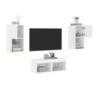 Gecheer Lot de 4 meubles de salle à manger modernes avec lumières LED Blanc