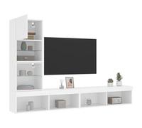 Gecheer Lot de 4 meubles de salle à manger modernes pour TV ou salon modulaire avec LED Blanc