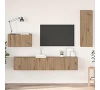 Gecheer Meuble TV mural avec étagère Autre avec rangement avec porte 4 pièces Chêne artisanal