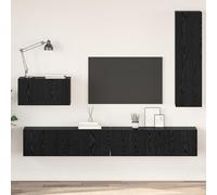 Gecheer Meuble TV mural avec étagère Autre avec rangement avec porte 4 pièces Chêne noir
