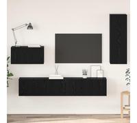 Gecheer Meuble TV mural avec étagère Autre avec rangement avec porte 4 pièces Chêne noir