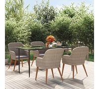 Gecheer Mobilier de Salle à Manger de Jardin et Coussins 5 pcs Marron, 4 Personnes Ensemble à Manger Salon de Jardin, Meuble Jeu à Table et Chaises d'extérieur Type E