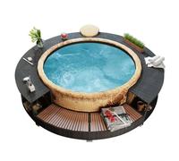 Gecheer Piscine intex,Skimmer intex Cadre de Bain à remous Noir résine tressée