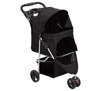 Gecheer Poussette pour Chien Pliante Noir 80x46x98 cm Tissu Oxford, Chariot Transport pour Chiens pour Velos, Poussette Chien Animaux de Compagnie pour Chiens de Petite et Moyenne