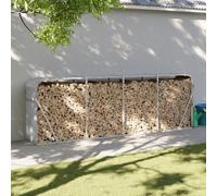 Gecheer Rack à bois extérieur en acier galvanisé - Grand espace de rangement - Fixation murale - Gris clair - 300 x 45 x 100 cm