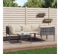 Gecheer Salon de Jardin 5 pcs avec Coussins Gris Résine tressée, Mobilier de Extérieur, Ensemble de Meubles pour Balcon Terrasse Type E