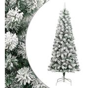 Gecheer Sapin de Noël Artificiel Vert et Blanc 210 cm avec Neige floquée, Branches articulées 694 Pointes PVC, Support Fer Robuste, Montage Rapide sans Outils, réutilisable Chaque année pour Un Choix