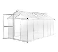 Gecheer Serre, grande, de jardin, extérieur, cadre en aluminium, murs en polycarbonate, 6,87 m², 362 x 190 x 195 cm, serre pour plantes, serre extérieure, serre en polycarbonate, serre grande, serre