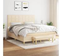 Gecheer Sommier à Lattes de Lit avec Matelas Crème 160x200 cm Tissu, Cadre de Lit à Plateforme pour Chambre à Coucher, Chambre d'amis et Adultes Type P-G