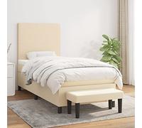 Gecheer Sommier à Lattes de Lit avec Matelas Crème 90x200 cm Tissu, Cadre de Lit à Plateforme pour Chambre à Coucher, Chambre d'amis et Adultes Type P-G