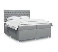Gecheer Sommier à Lattes de Lit avec Matelas Gris Clair 200x200cm Tissu, Cadre de Lit à Plateforme pour Chambre à Coucher, Chambre d'amis et Adultes Type P-G