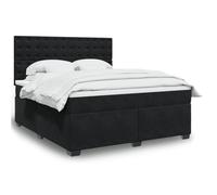 Gecheer Sommier à Lattes de Lit avec Matelas Noir 180x200 cm Velours, Cadre de Lit à Plateforme pour Chambre à Coucher, Chambre d'amis et Adultes Type P-G