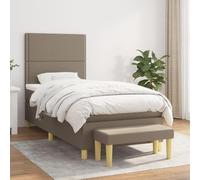 Gecheer Sommier à Lattes de Lit avec Matelas Taupe 90x190 cm Tissu, Cadre de Lit à Plateforme pour Chambre à Coucher, Chambre d'amis et Adultes Type P-G