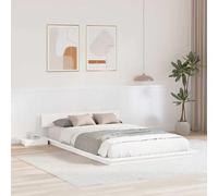 Gecheer sommier,lit escamotable Cadre de lit au Sol avec Tables de Nuit Blanches 120x190cm en Bois Massif