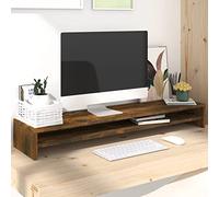 Gecheer Support de Moniteur Chêne fumé 100x24x13 cm Bois d'ingénierie, Rehausseur d'écran de Bureau avec Étagère pour Ordinateur, Téléviseur, Imprimante, Appareils Multimédia
