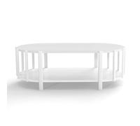 Gecheer Table Basse Ovale multifonctionnelle au Design Moderne en Panneaux de Fibres à densité Moyenne avec Espace de Rangement Table Centrale en Bois Blanche